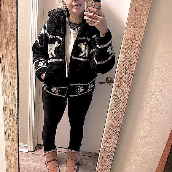 black and cream north face jacket